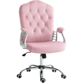 HOMCOM Kancelářské křeslo VINSETTO sametové růžová