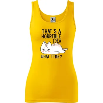 Dámské tílko s potiskem What time Velikost: L, Barva: Žlutá