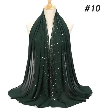 Šála šifonový přehoz přes ramena s perličkami Barva: Zelená
