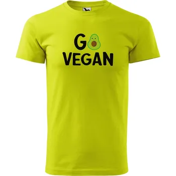 Pánské oblečení Pánské tričko s potiskem Go vegan Velikost: 2XL, Barva trička: Limetková
