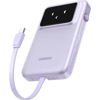 Powerbanka UGREEN 10000mAh Quick Charging Robot 30W Power Bank Build-in USB-C Cable, fialový