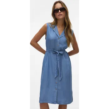 Dámské šaty Vero Moda dámské šaty Bree z odlehčené džínoviny modré Velikost: L