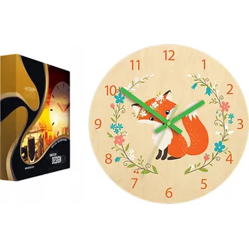 Hodiny Nástěnné hodiny Bříza ve tvaru lišky, akrylová liška a květiny Kulatý