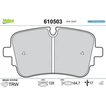 Brzdová destička Sada brzdových destiček, kotoučová brzda VALEO 610503