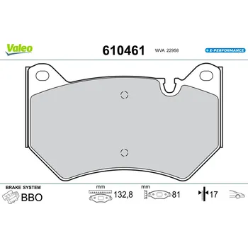 Brzdová destička Sada brzdových destiček, kotoučová brzda VALEO 610461