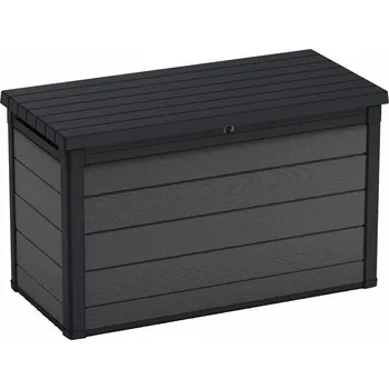 Zahradní úložný box Masivní velký úložný box voděodolný venkovní + vnitřní, plast ve vzhledu dřeva, 757L