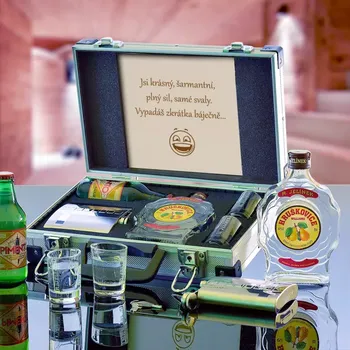 Dárkový potravinový koš Rudolf Jelínek Hruškovice Dárková sada v ALU kufříku Standardní víko