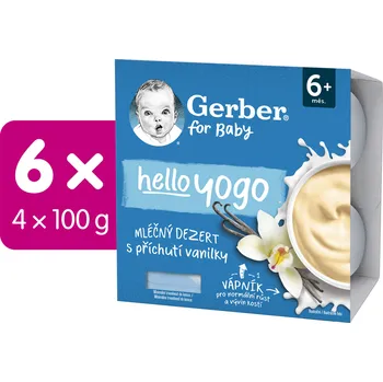 GERBER Hello Yogo mléčný dezert s příchutí vanilky 6× (4× 100 g)
