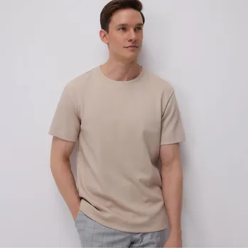 Reserved - Regular tričko ze strukturovaného úpletu - béžová - 447EF-08M - 447EF-08M-M