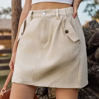 Dámská sukně Džínová sukně s elastickým pasem Barva: Khaki, Velikost: M