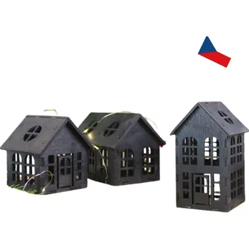 Vánoce JH WoodArt Dřevěný domeček - Lucerna (Sada) 3 ks (Vánoční atmosféra v minimalistickém stylu!)
