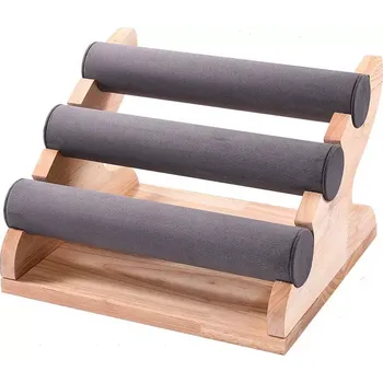 Šperkovnice Stojánek, dekolt na náramky 3 patra šedá text (DRD16S)