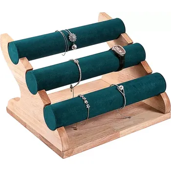 Šperkovnice Elementrix Stojánek, dekolt na náramky 3 patra zelená