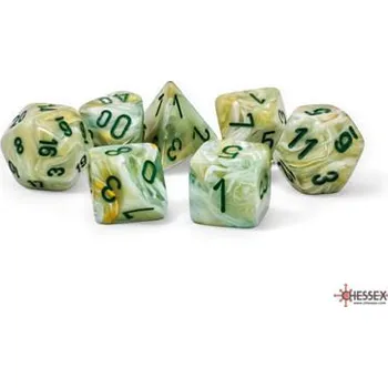 Příslušenství k deskovým hrám Chessex Sada 7 mega kostek Chessex - Marble zelená tmavě zelená - 22409