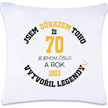 Dekorativní polštářek Dekorační polštář s potiskem 70 je jenom číslo 40 x 40 cm Oboustranný tisk: NE