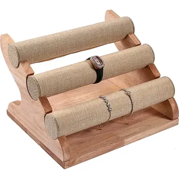 Šperkovnice Elementrix Stojánek, dekolt na náramky 3 patra sisálová textílie