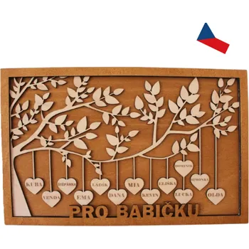 Dřevěná hračka JH WoodArt Dřevěná dekorace Strom života – osobní dárek s rodinnými jmény 1 ks (Strom symbolizuje rodinné pouto)
