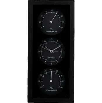 Hodiny HODINY ALARM TEPLOMĚR vlhkoměr 26X5x12CM ARTICASA ČERNÁ