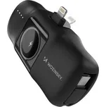 Mini powerbank Wozinsky WF16-YLS 5000mAh 15W Lightning z wbudowanym kablem USB-C i ładowarką do Apple Watch - czarny