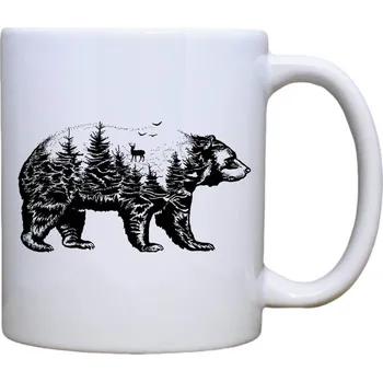 Keramický hrnek s potiskem Medvěd Objem a motiv: 400 ml modrý uvnitř