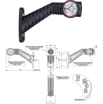 Přídavný světlomet Svítilna poziční - tykadlo l 12v/24v 0,7/1,4w led č/b/o dlouhá, kabel 0,5m 0215362_A, , ,