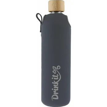 Láhev Drinkit skleněná lahev 330ml asketa šedej
