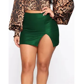 Dámská sukně Koženková mini sukně Barva: Tmavě Zelená, Velikost: S