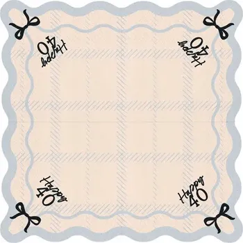 Papírový ubrousek Papírové ubrousky krémové s mašlí Happy 60, 12 ks