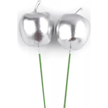 umělá květina Umělá jablíčka na drátku, metalická, 2 ks