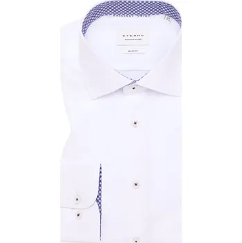 Pánská košile Košile Eterna Slim Fit Uni Popeline bílá s extra prodlouženým rukávem velikost: 41, délka rukávu: extra prodloužený rukáv