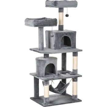 Kočičí strom škrabadlo PAWHUT 145 cm šedá