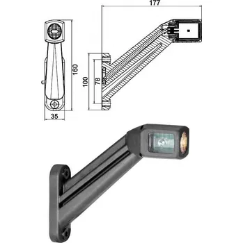 Přídavný světlomet Svítilna poziční - tykadlo p 24v led č/b/o, kabel 0,5m se zástrčkou easyconn 90° 0176380_A, , ,