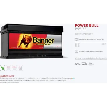 Autobaterie Autobaterie banner 95ah/780a power bull /354x175x190/ 0037628_A, , ,