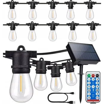 Venkovní osvětlení Solární LED girlanda zahradní světelná 20m + 20x E27 LED filament SuperLED