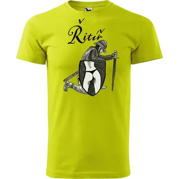 Pánské oblečení Pánské tričko s potiskem Řitíř Velikost: S, Barva trička: Limetková