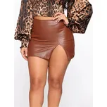 Koženková mini sukně Barva: Hnědá, Velikost: M