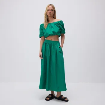 Dámská sukně Reserved - Midi sukně se sklady - zelená - 361FB-77X - 361FB-77X-XXL