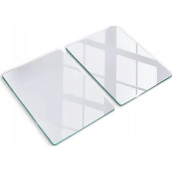 Obraz Dvě Dekorativní Krycí Desky Tvrzené Sklo Na Krájení 2x40x52 cm, Bílá Barva