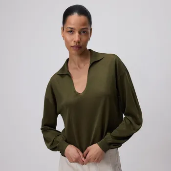 Dámský svetr Reserved - Svetr s límečkem - hnědozelená - ZR206-78X - ZR206-78X-L