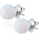 Šroubovací stříbrné náušnice s bílým opálem