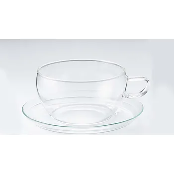 Skleněný šálek Jumbo 400 ml s podšálkem