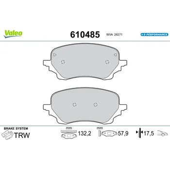Brzdová destička Sada brzdových destiček, kotoučová brzda VALEO 610485