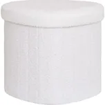 Bílý taburet z textilie bouclé Medford – House Nordic ID_1742304