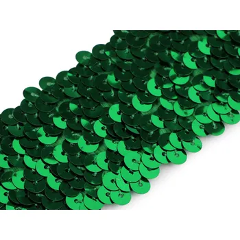 Flitrový prýmek šíře 45 mm elastický, barva 13 zelená