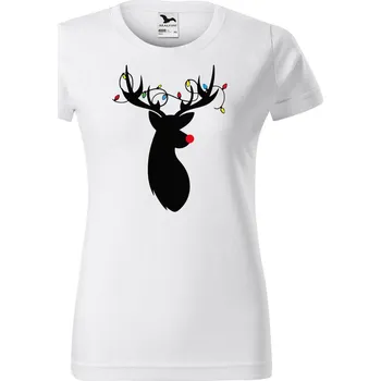 Dámské tričko Dámské vánoční tričko s jelenem Barva trička: Bílá - 00, Velikost: S