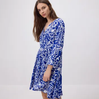 Dámské oblečení Reserved - Vzorované minišaty - modrá - WP871-55X - WP871-55X-L