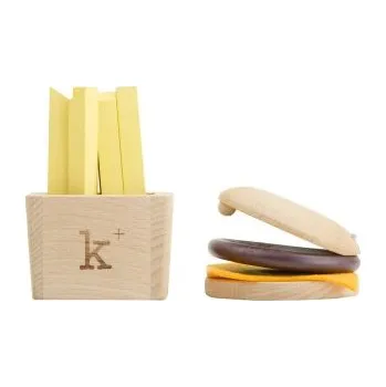 Dřevěná hračka Dřevěný set hamburger s hranolkami s možností vrácení nebo výměny do 30 dnů zdarma - K7