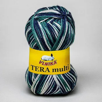 Příze Pletací příze Vlnika TERA MULTI 815 fialovo-tyrkysová, melírovaná, 100g/300m
