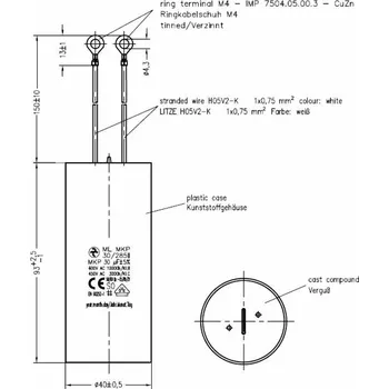 Kondenzátor Hydra ML MKP 30/285II/E1465 kondenzátor motorový 30uF