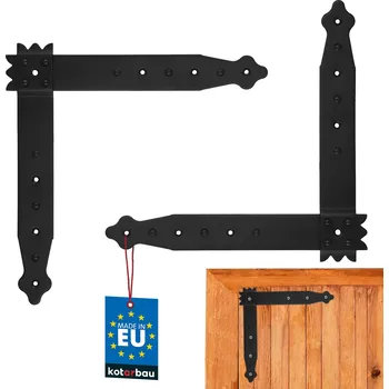 Dveřní kování Rohový roh pro okenice kované železo retro černý 25x25 cm sada 2 ks. - 250x250 mm